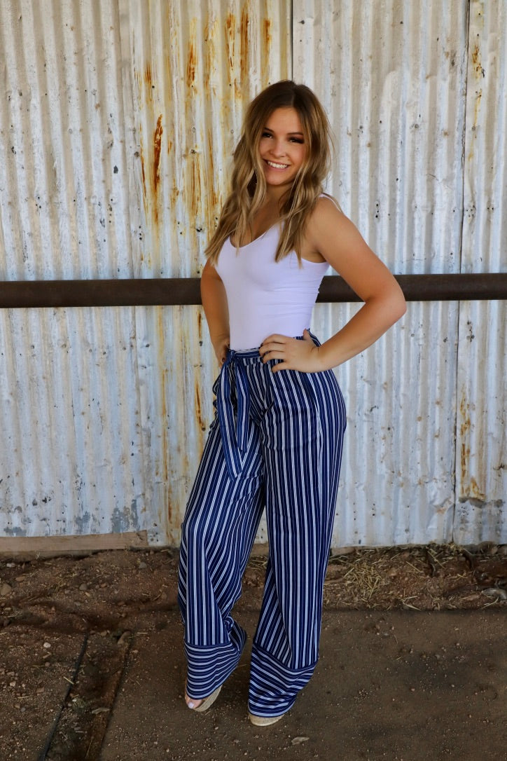 Blue Striped Dress Pant
