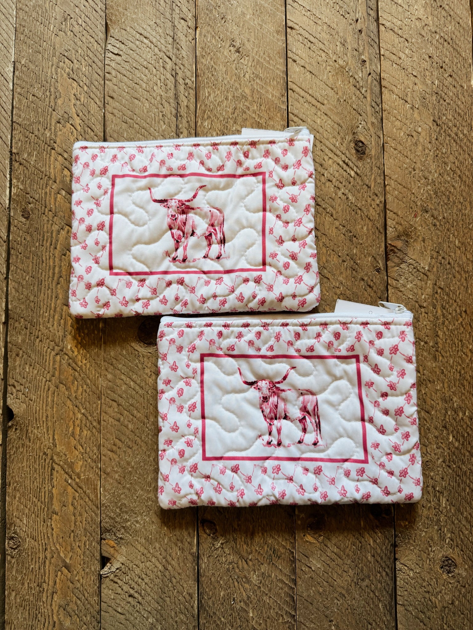 The Pink Longhorn Makeup Bag- Ida Mae