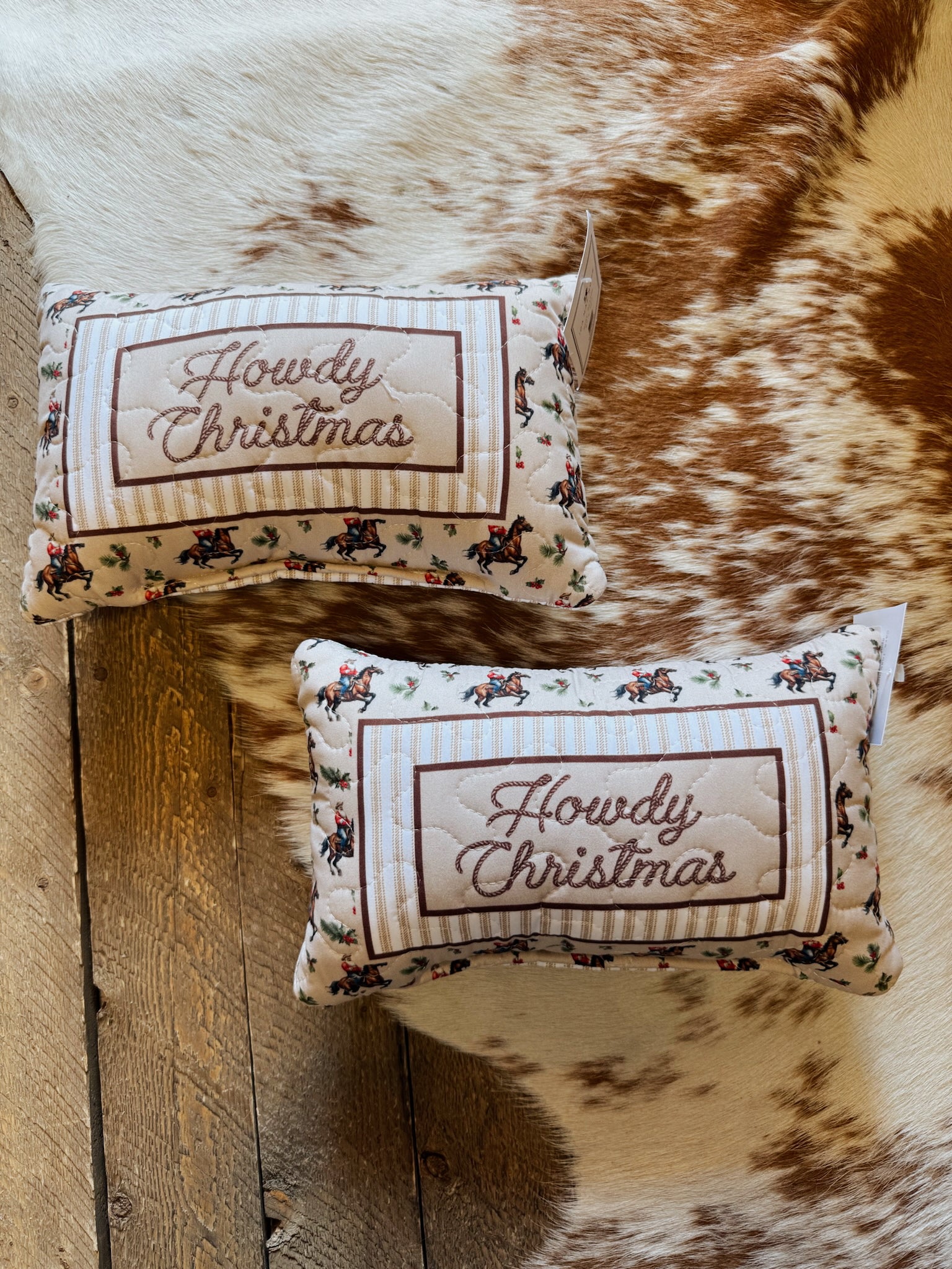 The Howdy Christmas Quilted Pillow- Ida Mae
