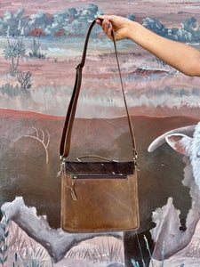 Brown Cowhide Bootstitch Crossbody