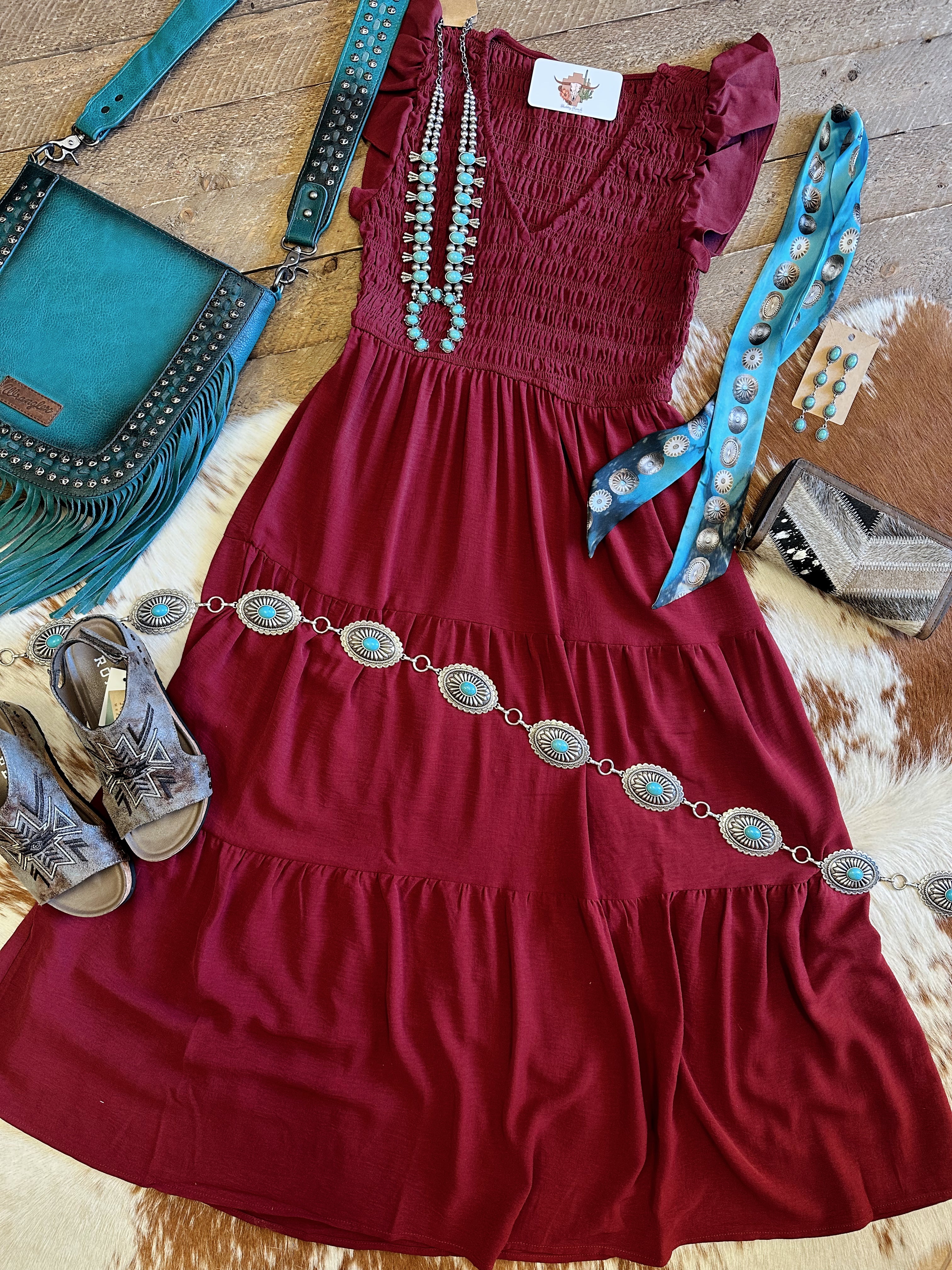The Sienna Dress- Burgundy