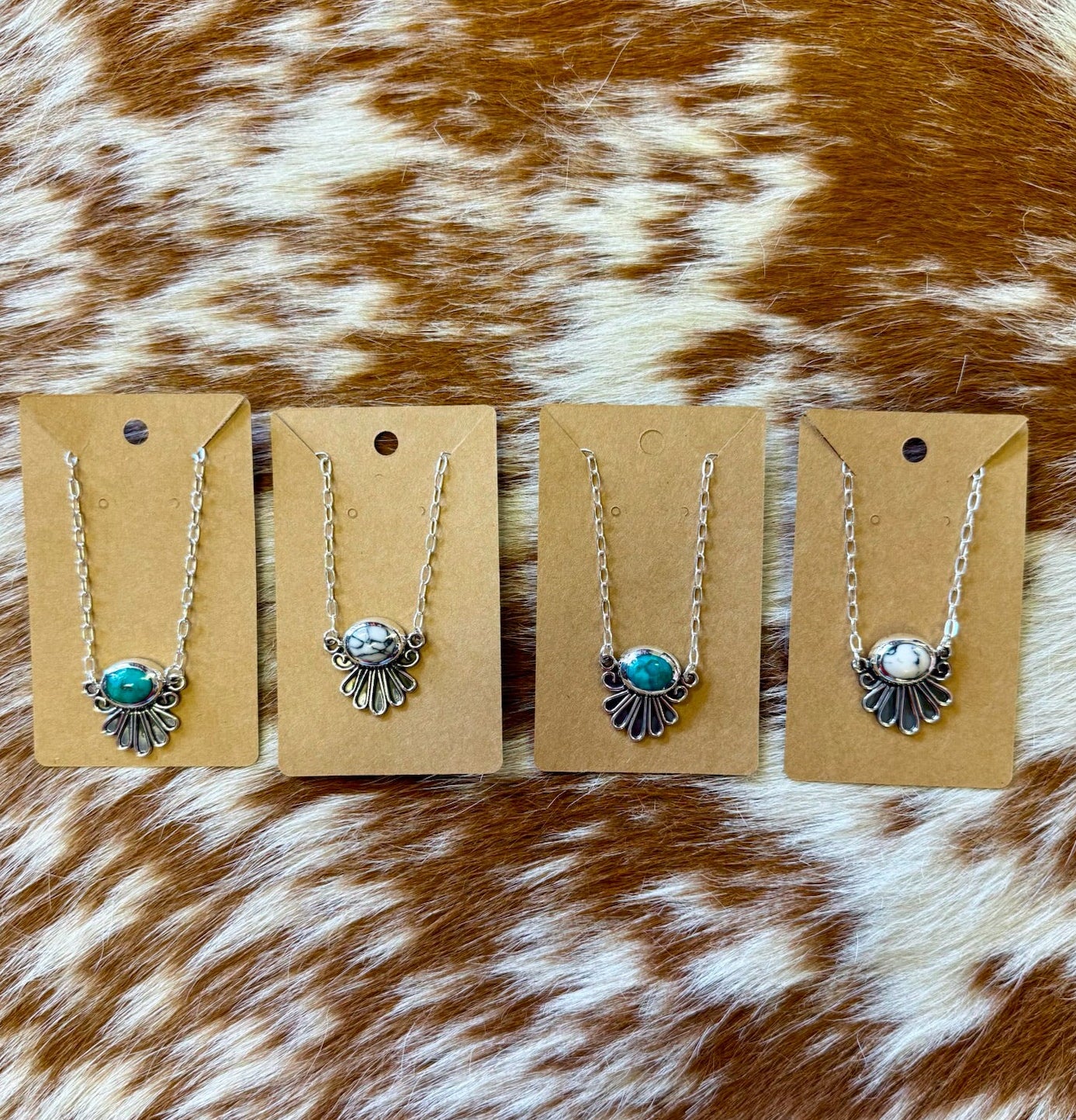 The Sterling Stone Fan Necklace