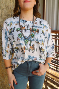 The Regina Horse Print Top