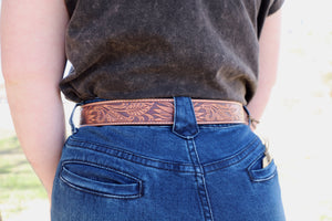 Sunflower Leather Tooled Belt