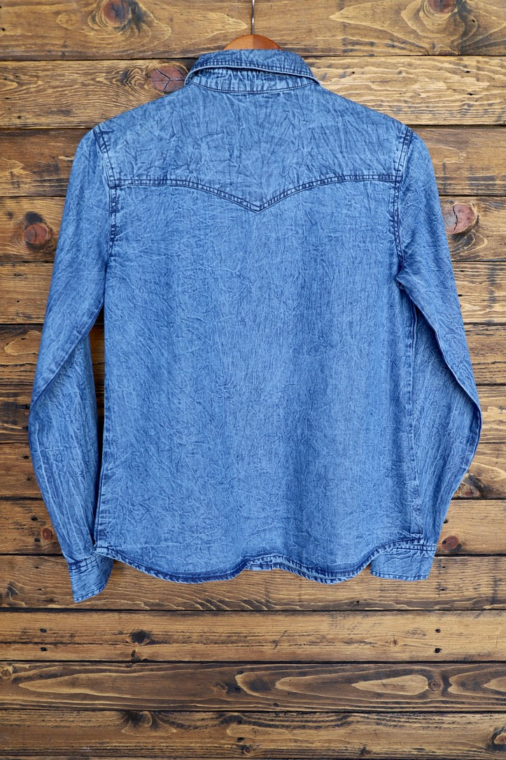 Roper-Women's Denim Blue Fringe Top