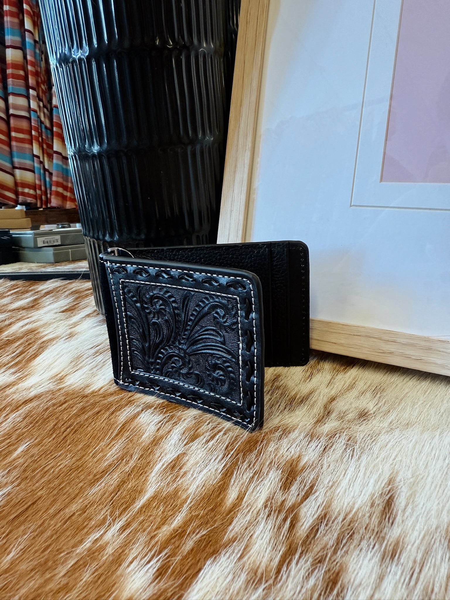 The Black Tooled Money Clip Wallet