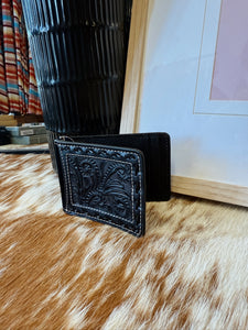 The Black Tooled Money Clip Wallet
