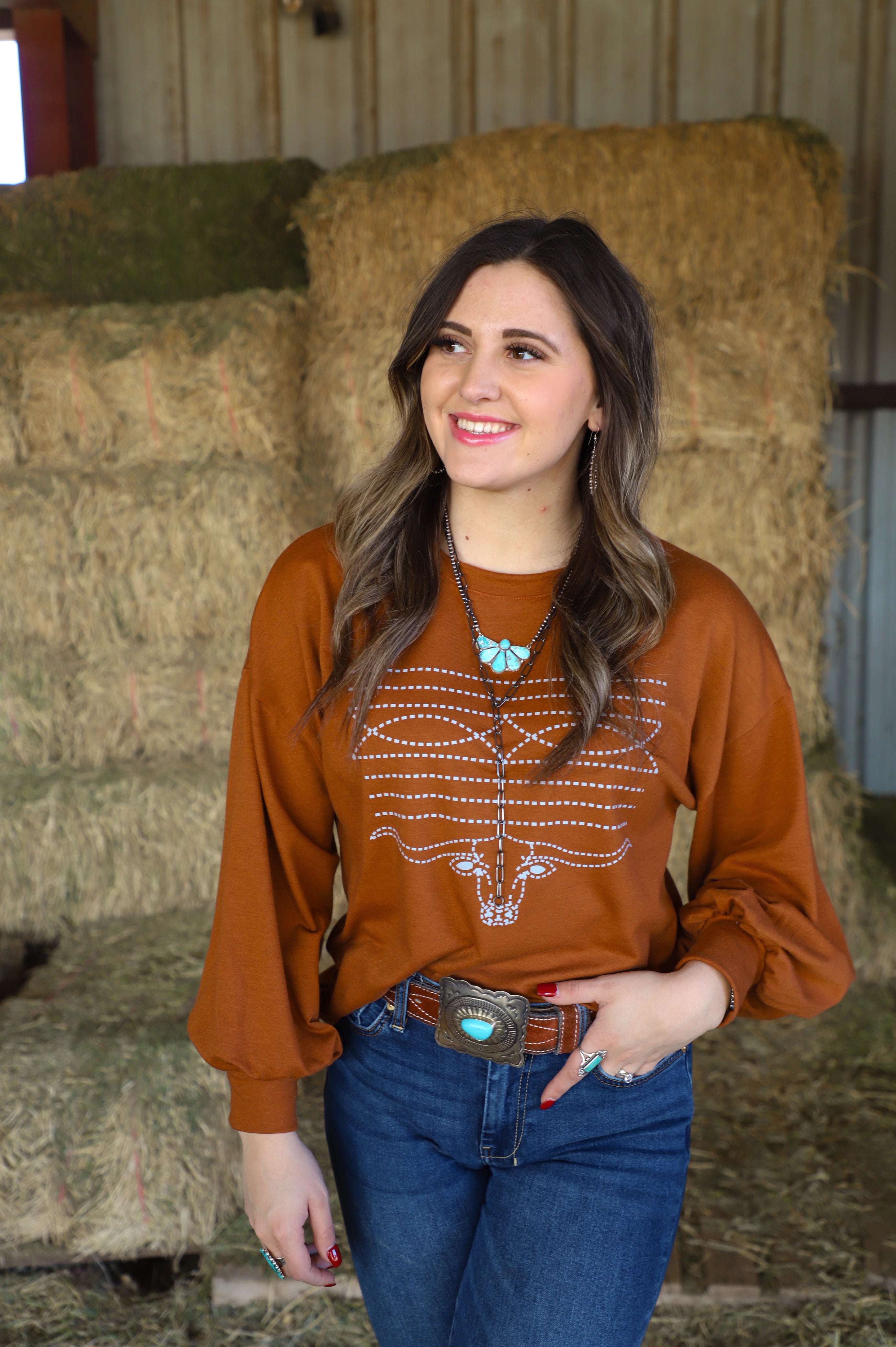 The Leddy Boot Stitch Longhorn Pullover