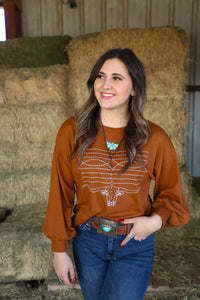 The Leddy Boot Stitch Longhorn Pullover