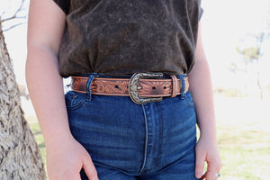 Sunflower Leather Tooled Belt