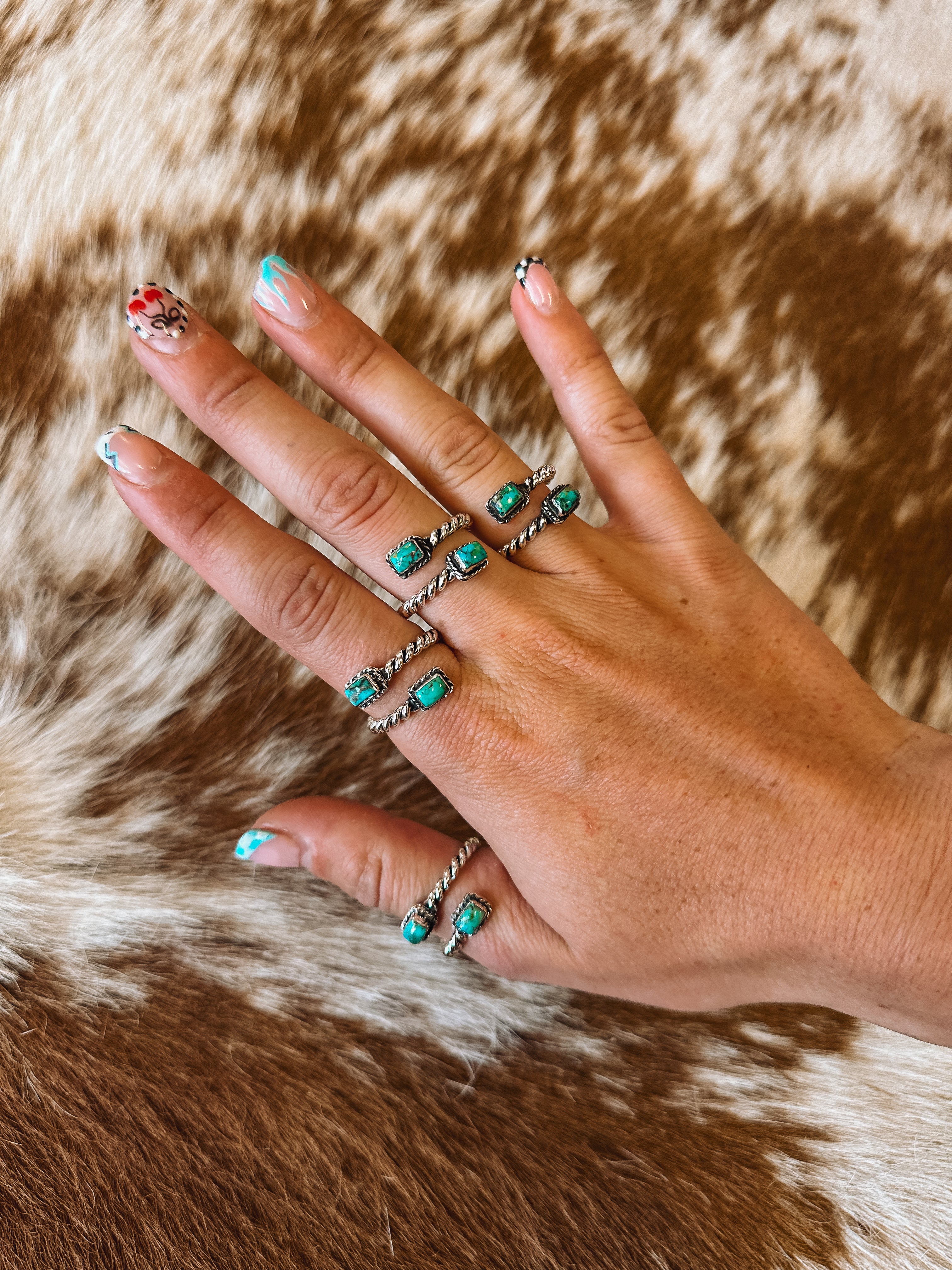 The Double Turquoise Rope Ring- Adjustable