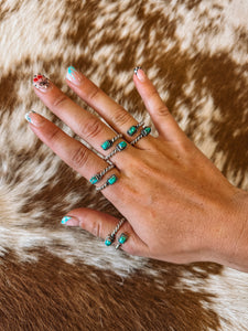 The Double Turquoise Rope Ring- Adjustable