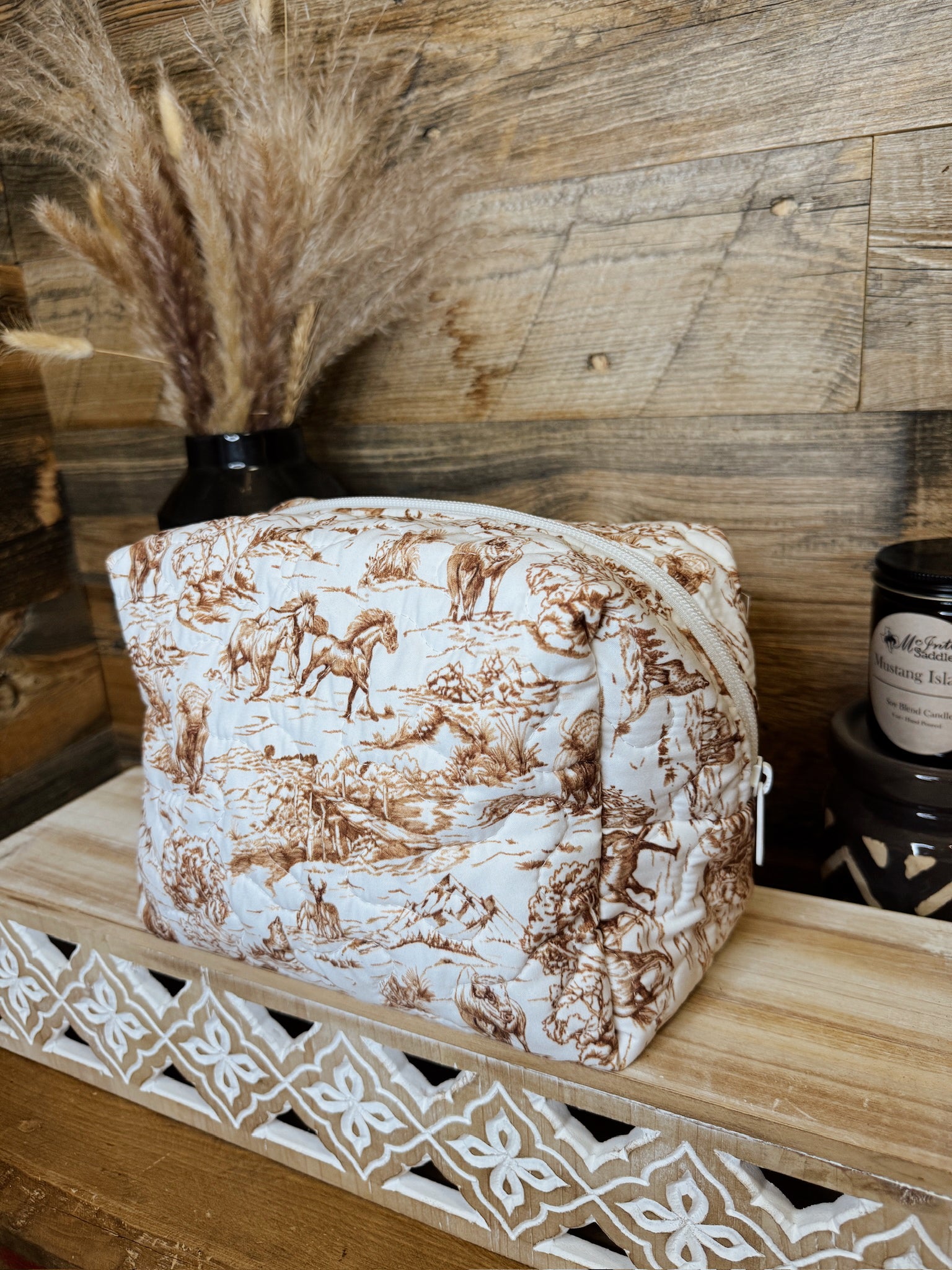 The Buffalo Toile Large Makeup bag- Ida Mae