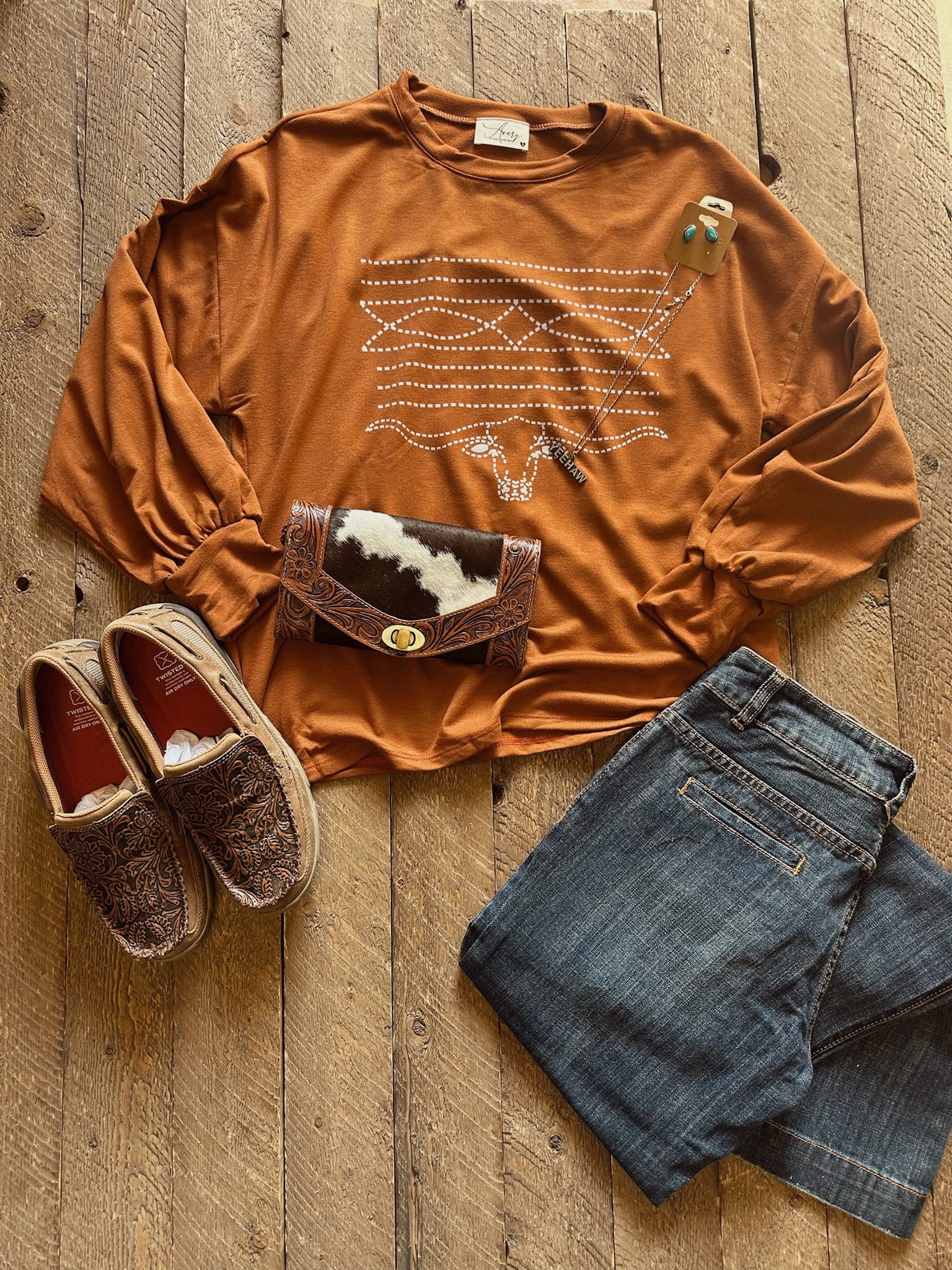 The Leddy Boot Stitch Longhorn Pullover