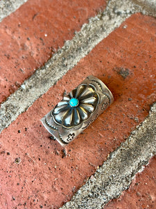 Navajo Stamped Sterling Silver & Turquoise Ponytail Clip