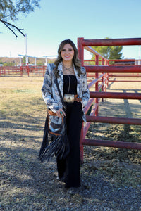 Retro Cowgirl Print Blazer