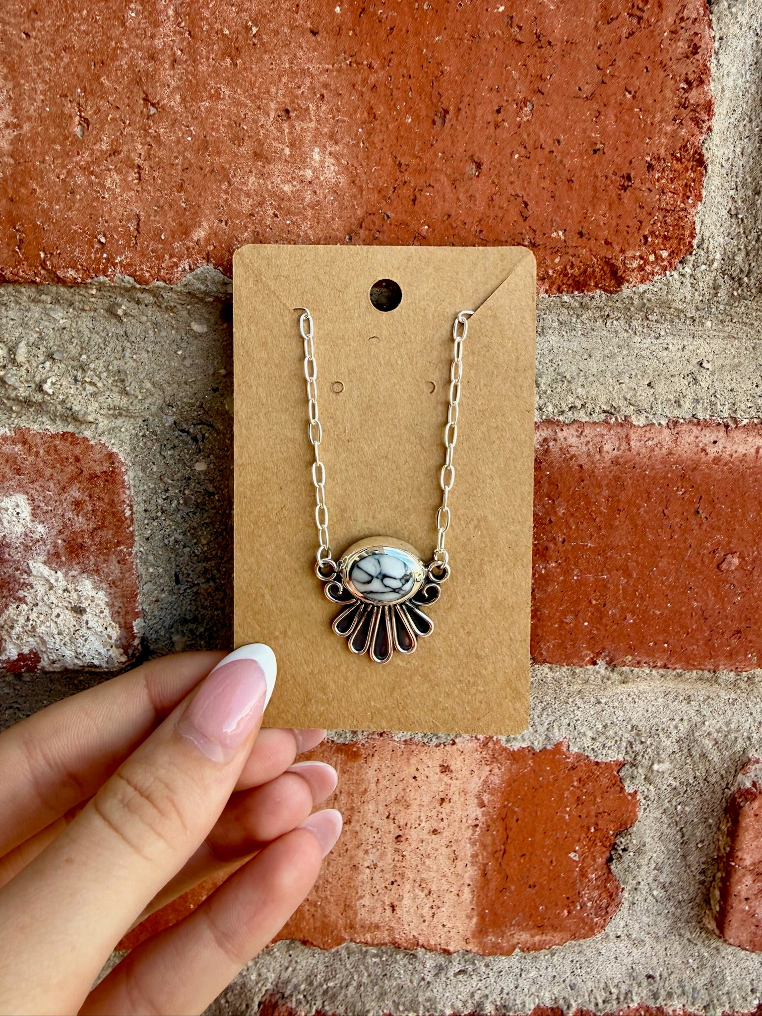 The Sterling Stone Fan Necklace