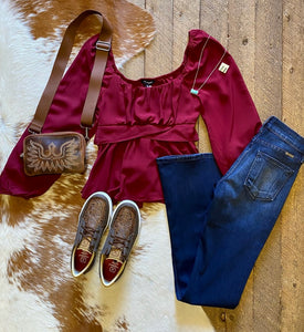 The Mallory Blouse- Burgundy