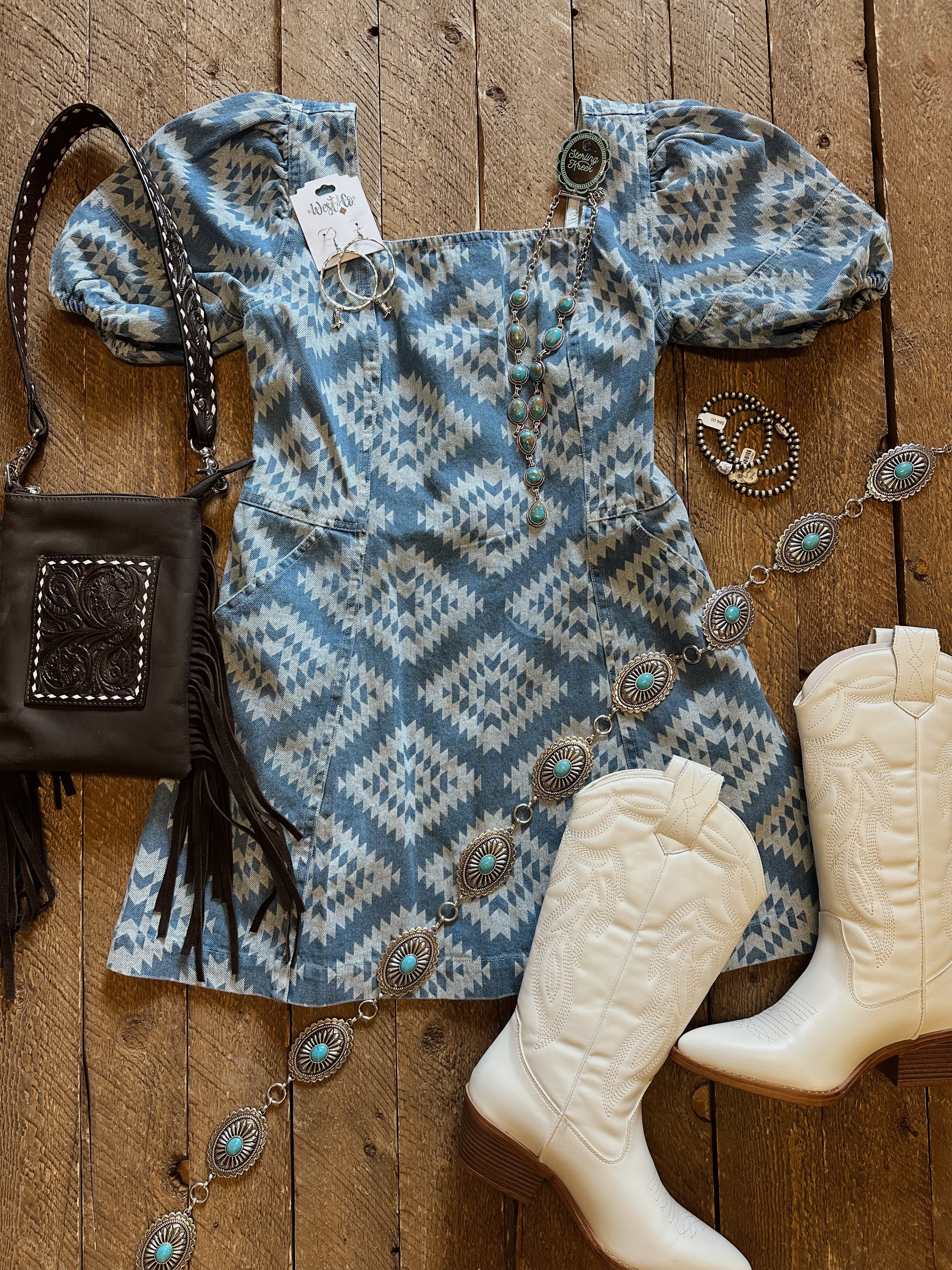 The Denim Aztec Dress