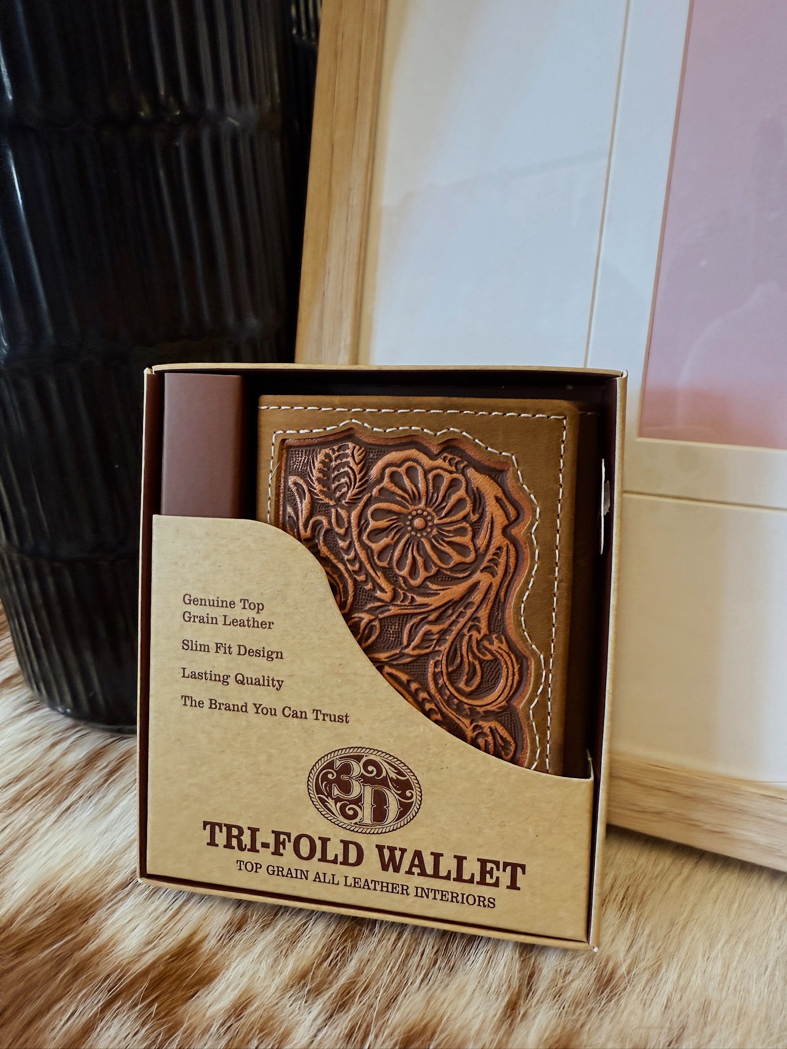 The Tooled Leather Tri-Fold Wallet