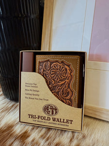 The Tooled Leather Tri-Fold Wallet