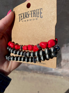 Faux Red & Navajo Pearl Bracelet Set