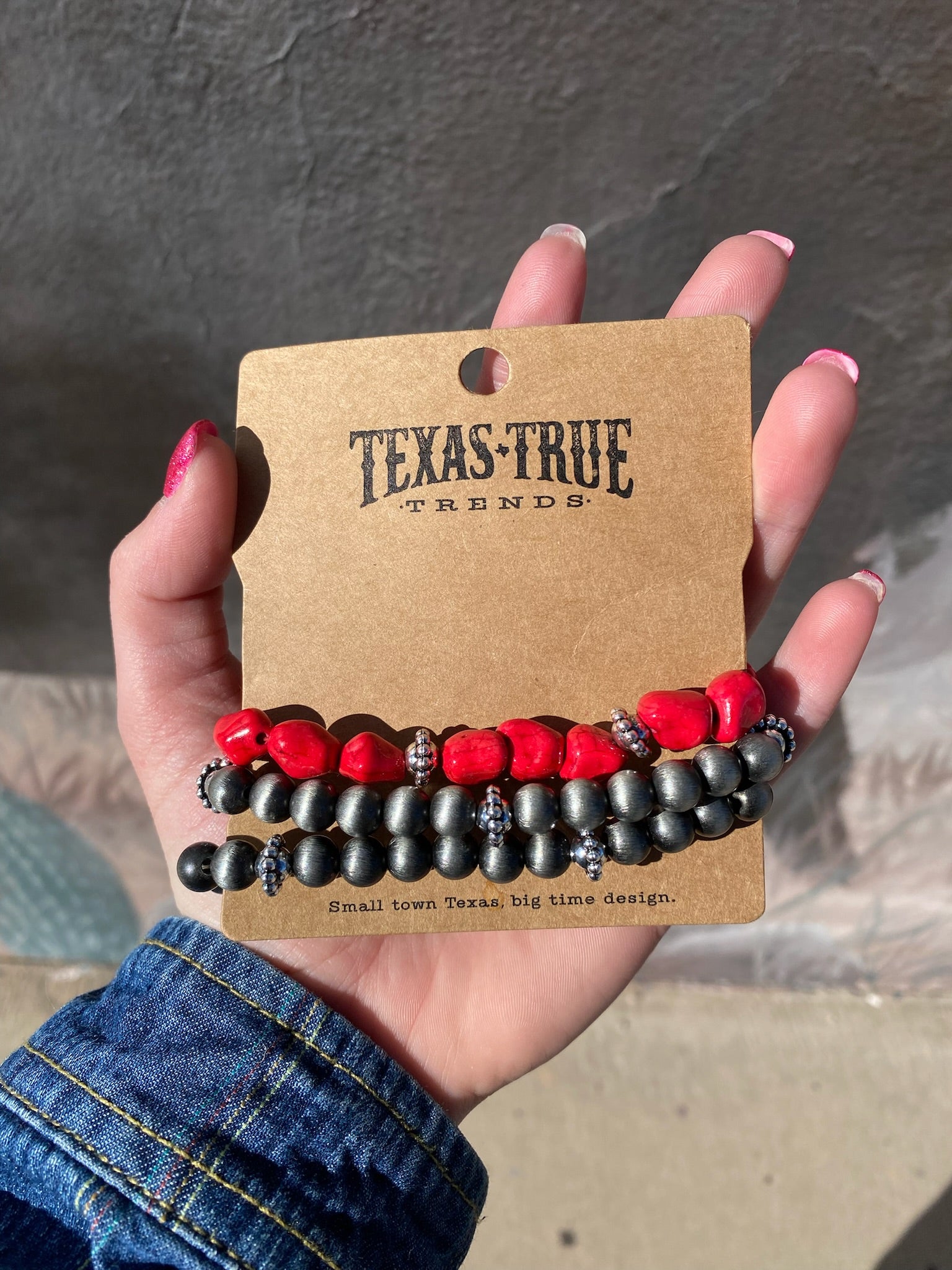 Faux Red & Navajo Pearl Bracelet Set