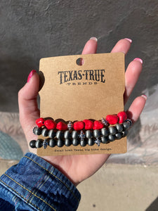 Faux Red & Navajo Pearl Bracelet Set