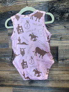 Shea Baby-Pink Gambler Fringe Onesie