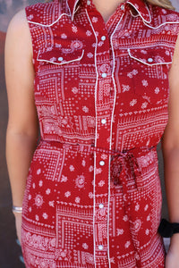 Stetson-Red Bandana Patchwork Dress