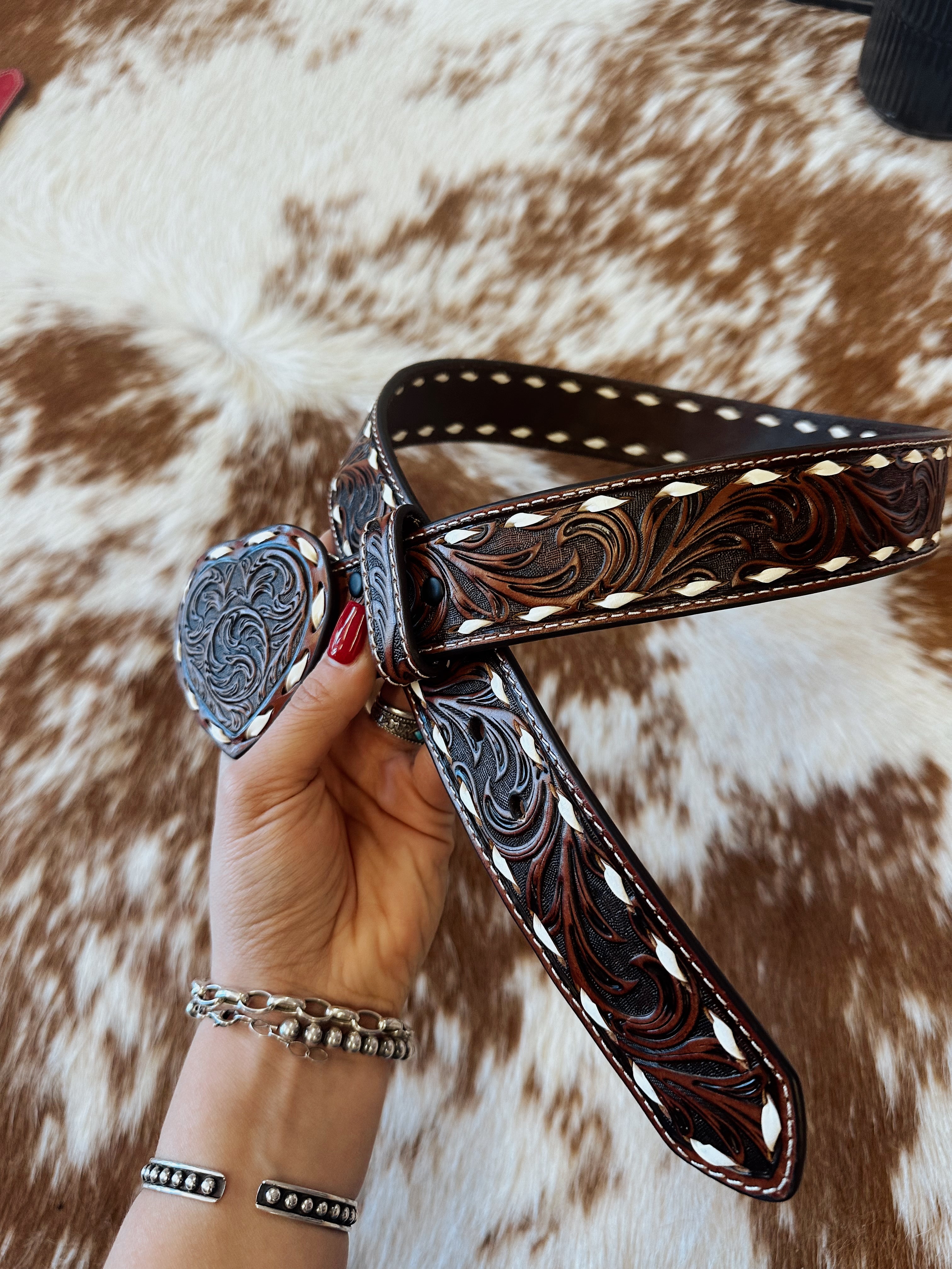 The Tooled Heart Leather Belt