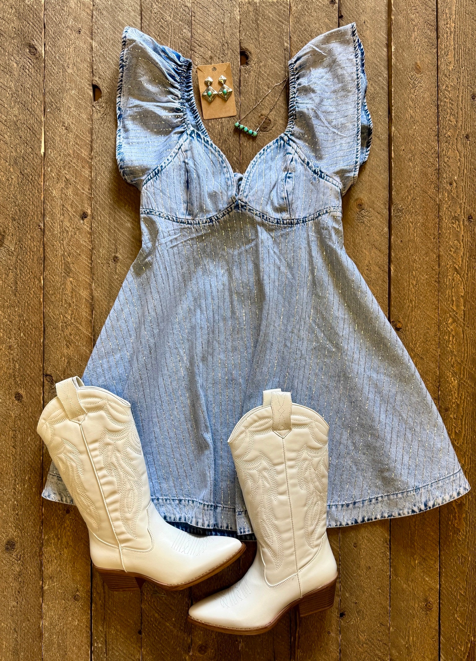 The Tinsley Ruffle Denim Dress