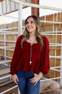 The Mallory Blouse- Burgundy