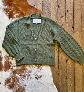 Olive Cactus Button Cardigan