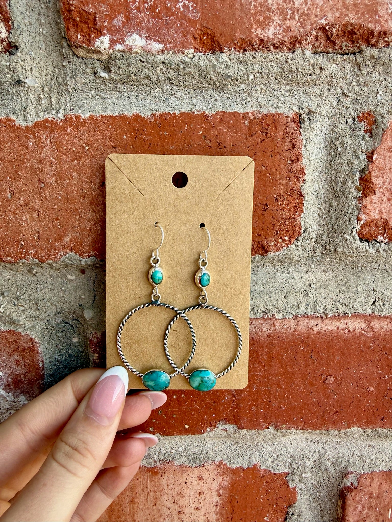 Turquoise Cable Hoop Earrings