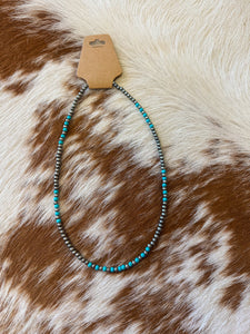 Faux Navajo Pearl & Turquoise Necklace- 16"