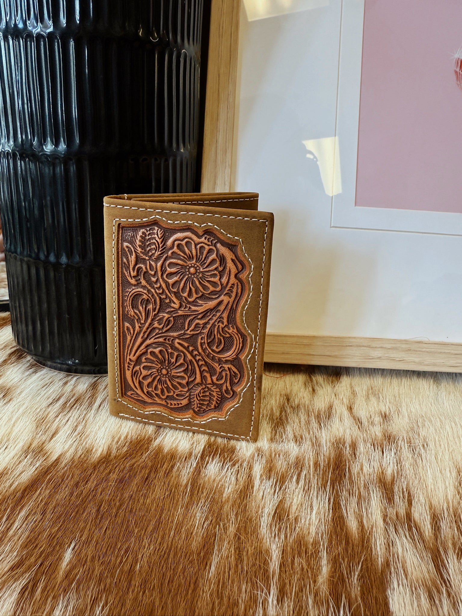 The Tooled Leather Tri-Fold Wallet