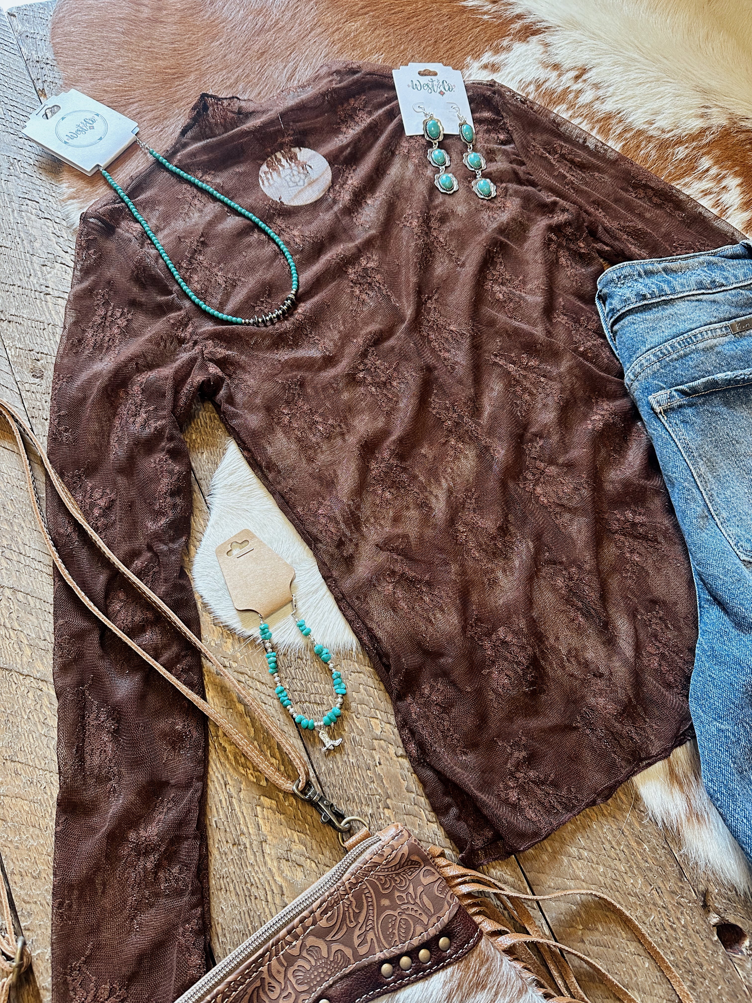 The Lace Mesh Top- Brown