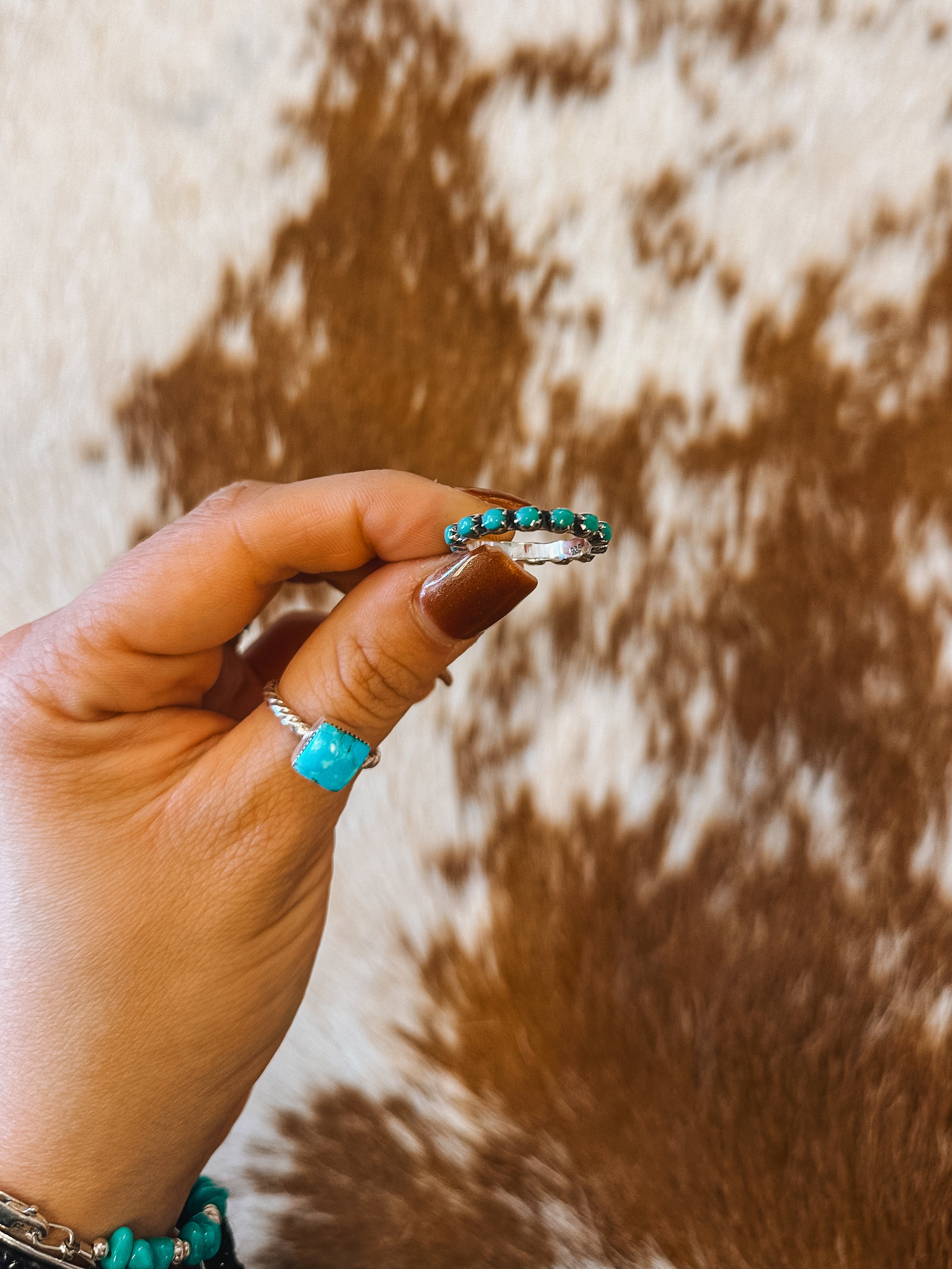 Turquoise Eternity Stacker Ring