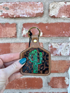 Saguaro Mist Leather Key Fob