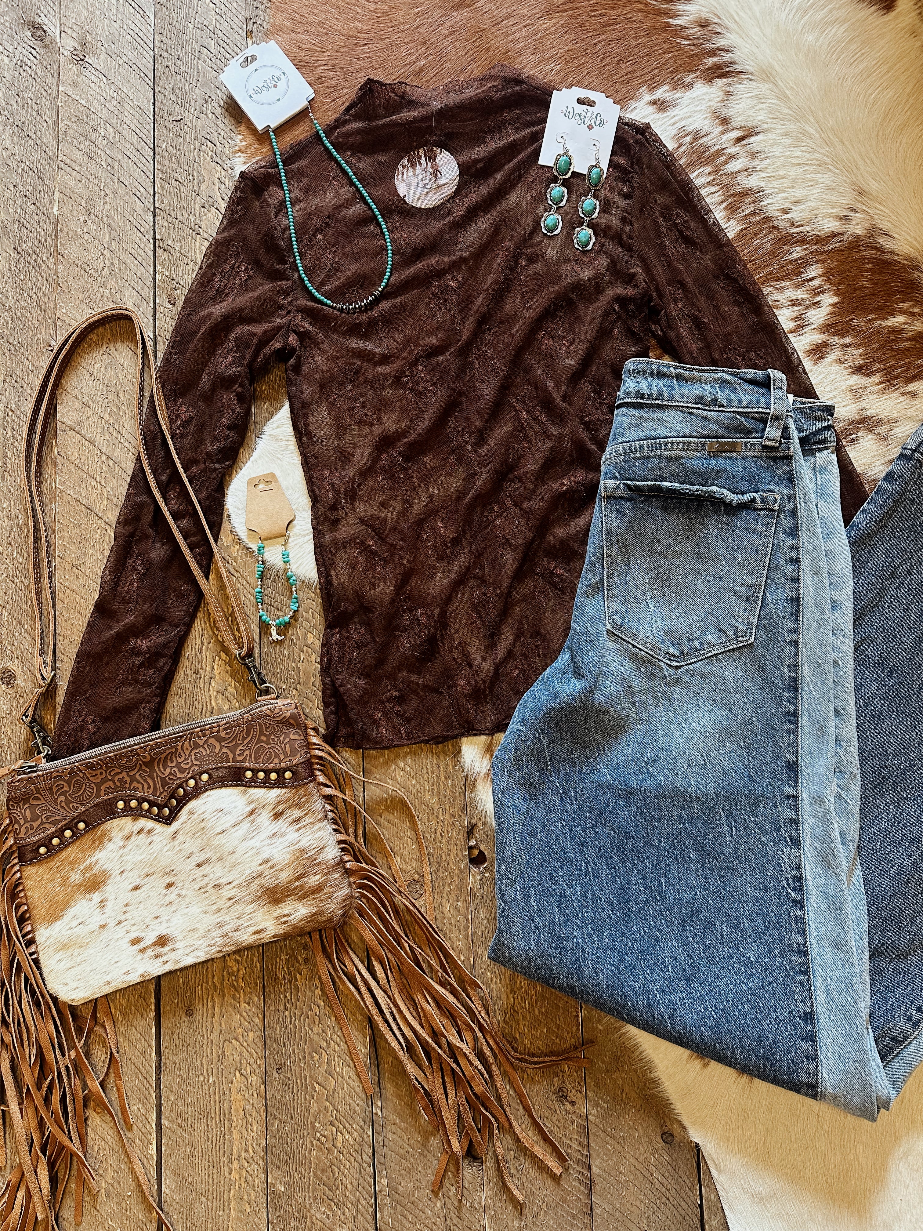 The Lace Mesh Top- Brown