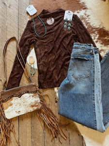 The Lace Mesh Top- Brown