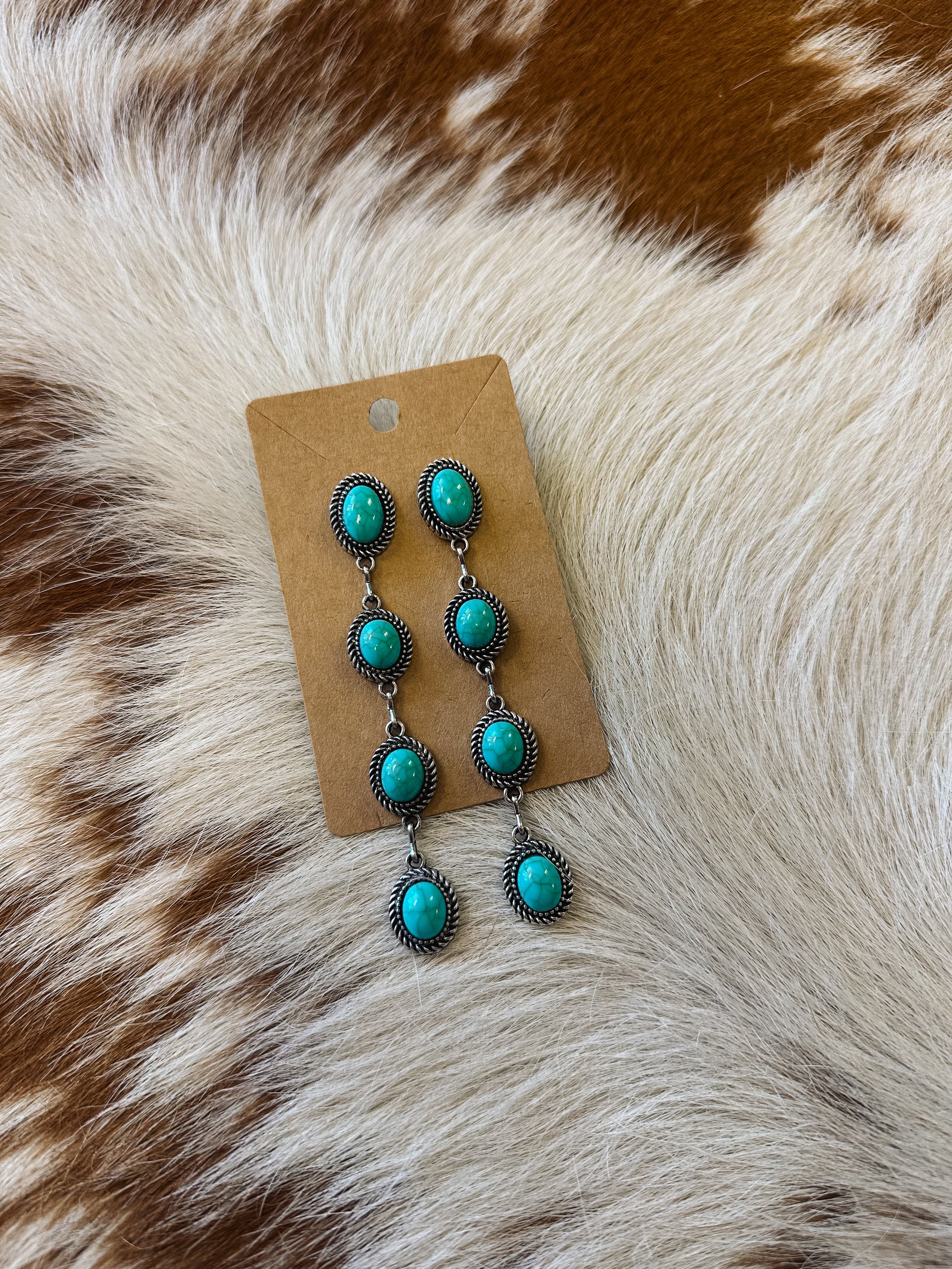 4-Stone Turquoise Stone Earrings