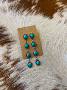 4-Stone Turquoise Stone Earrings