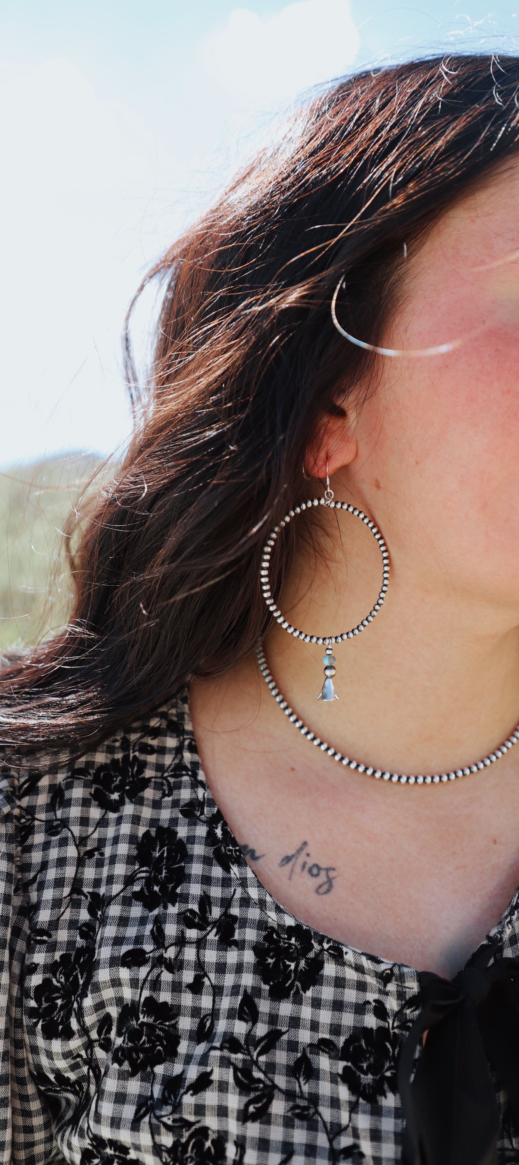 The Navajo Pearl Blossom Hoops