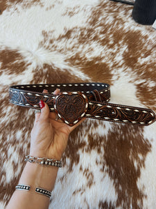 The Tooled Heart Leather Belt