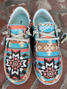 Roper Women's Hang Loose Shoe - Blue Aztec