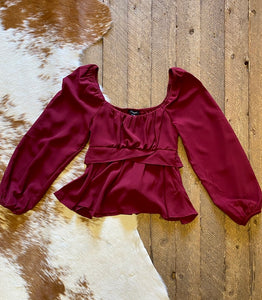 The Mallory Blouse- Burgundy