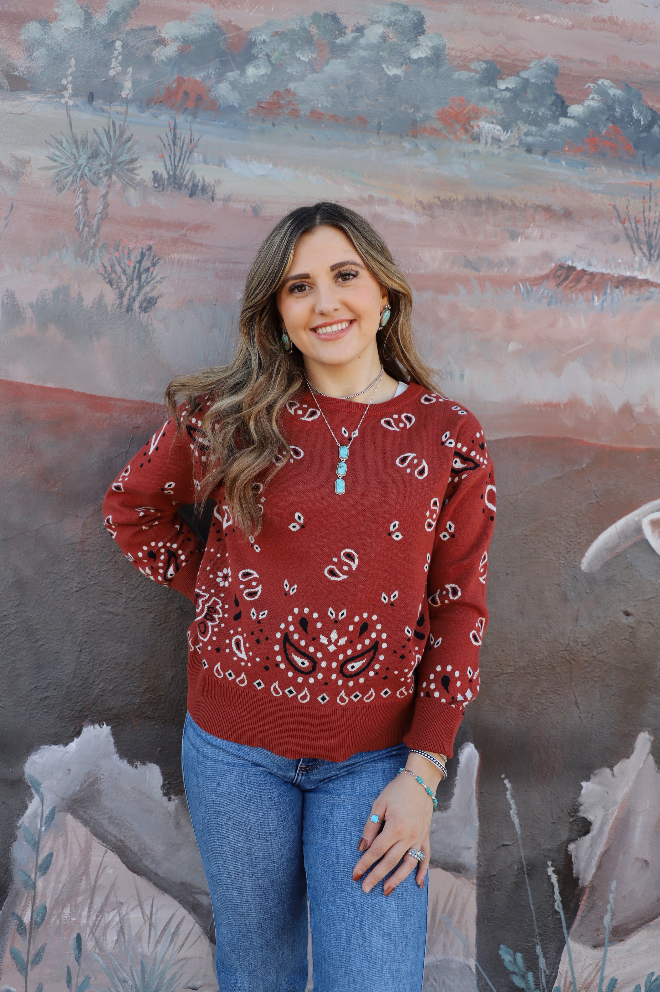 The Rust Paisley Sweater