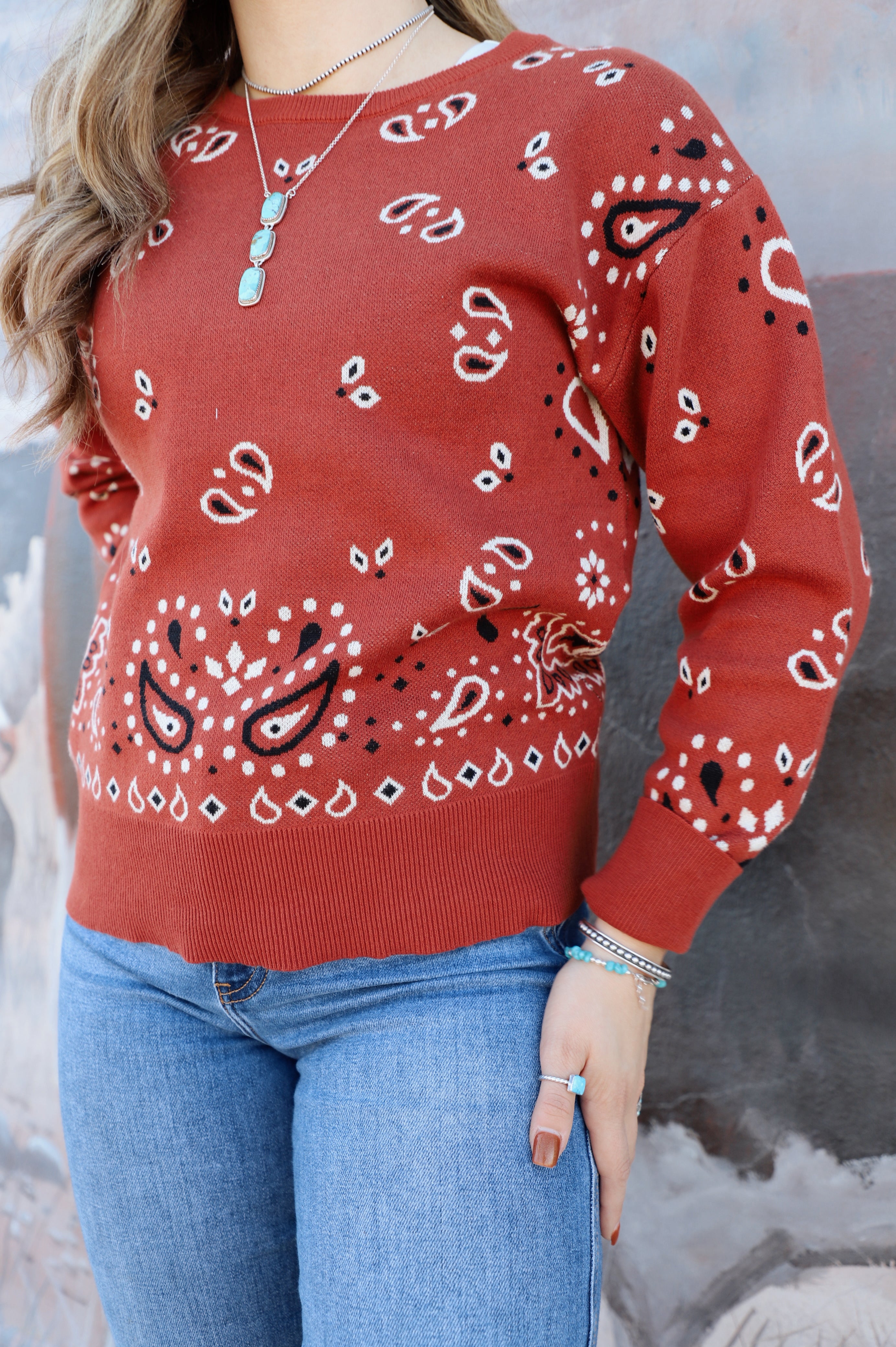The Rust Paisley Sweater